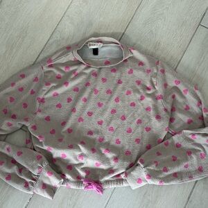 Beach Riot Tan Sweater with Pink Hearts